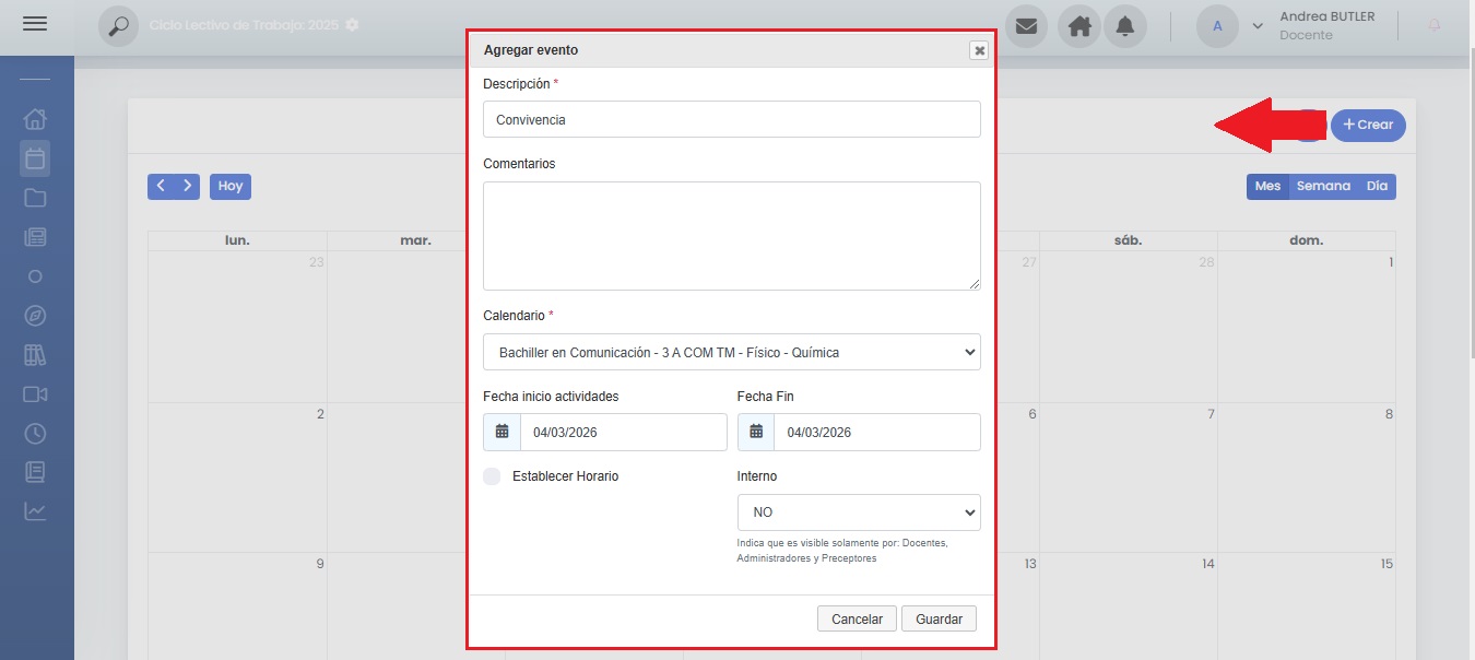 ¿Cómo creo un evento en el calendario? — Completar el título del evento
