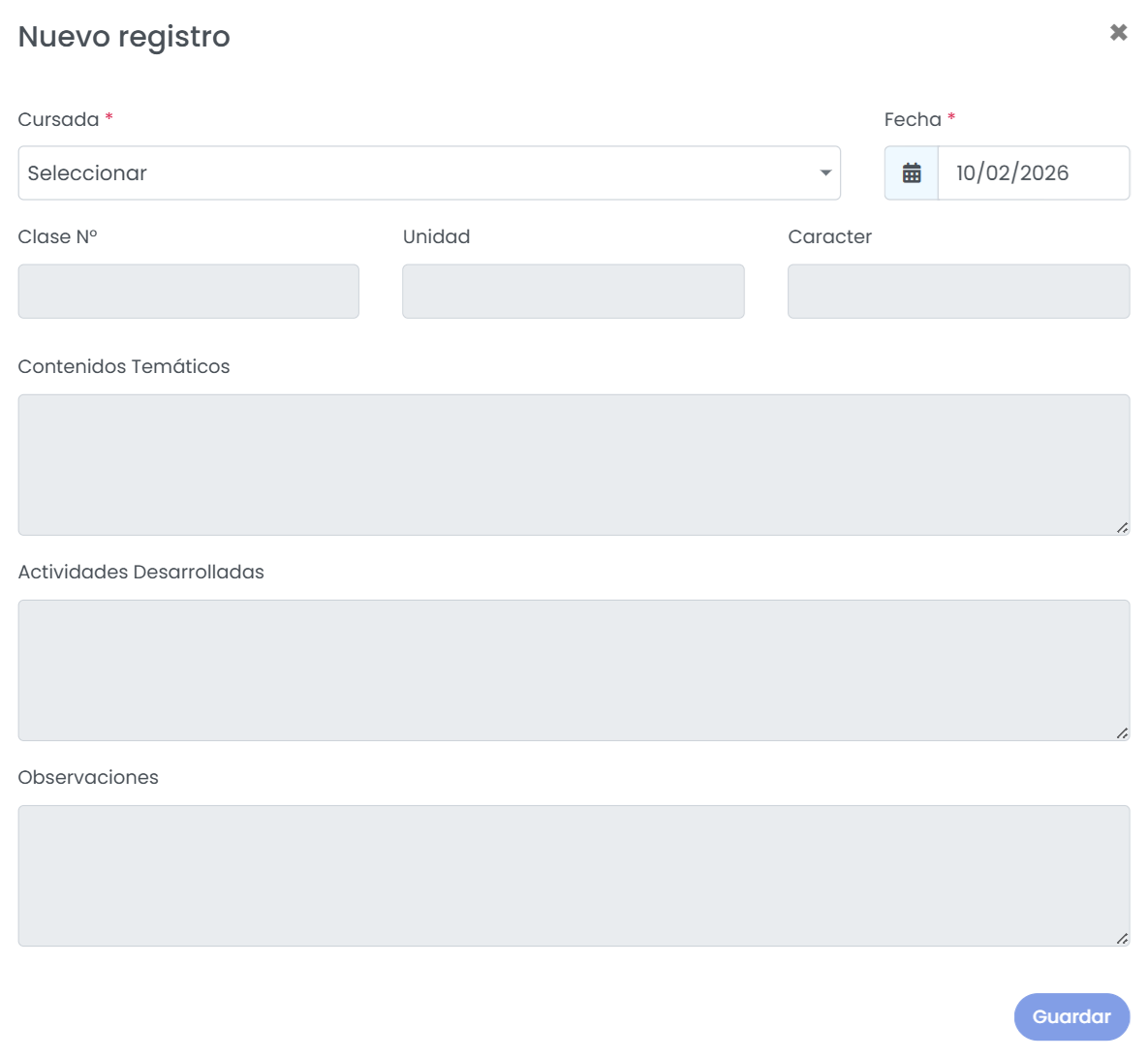 ¿Qué es el Libro de temas y cómo registro una clase? — Completar los datos del registro